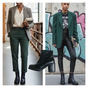 Topshop black genuine leather Chunky  platform boots 7